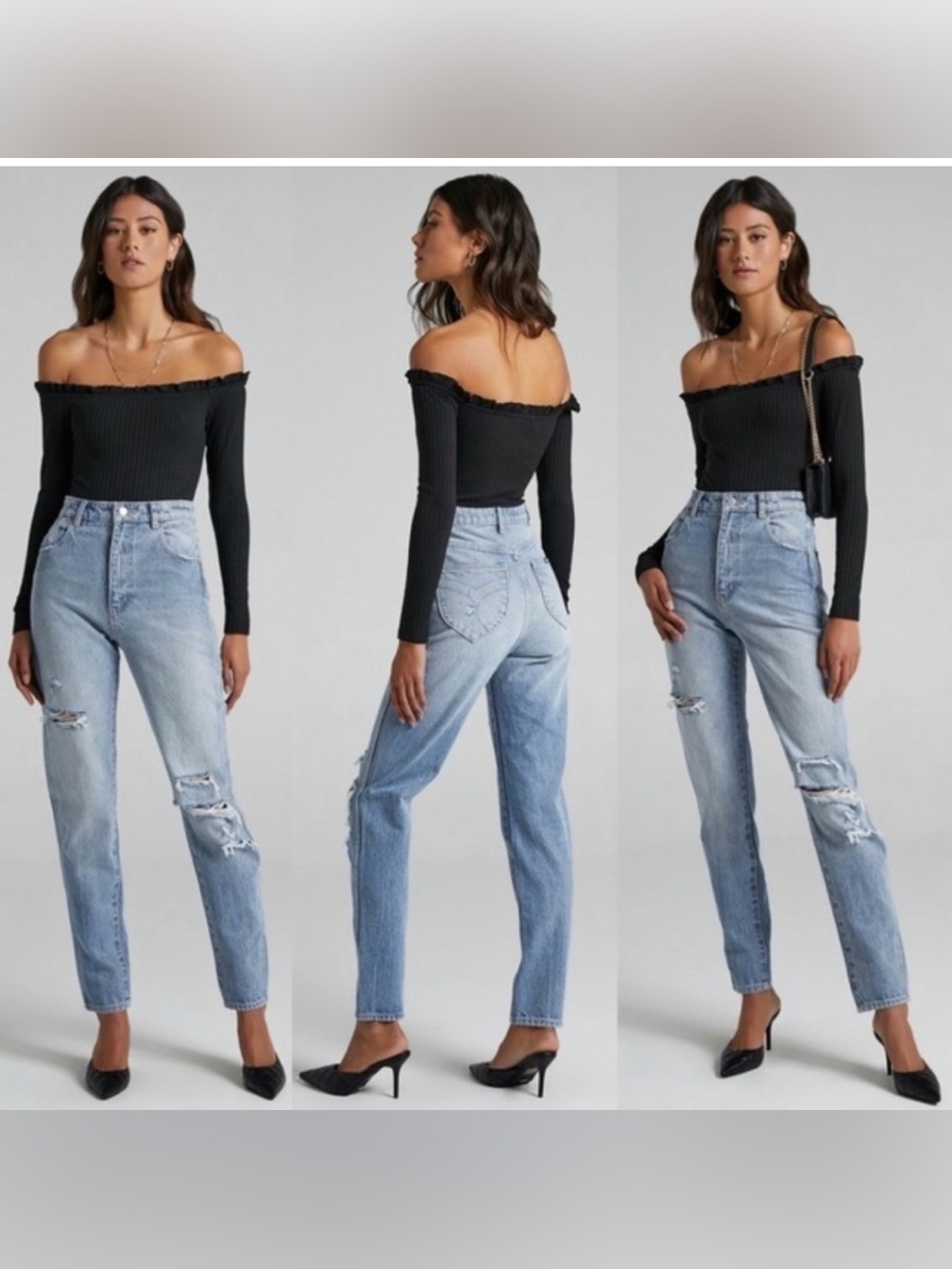 Rolla's Elle High Rise Relaxed Straight Jeans Size 29 Distressed Light Wash